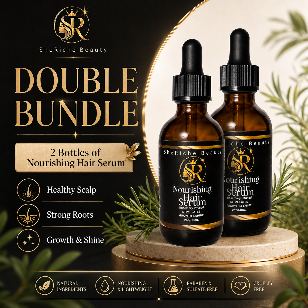 BUNDLE DEAL Nourishing Hair & Scalp Serum 100% Organic Oil